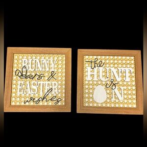 Easter  Framed Wall Art Set of 2 “Bunny
Ears & Easter Wishes ” +”The Hunt Is On”